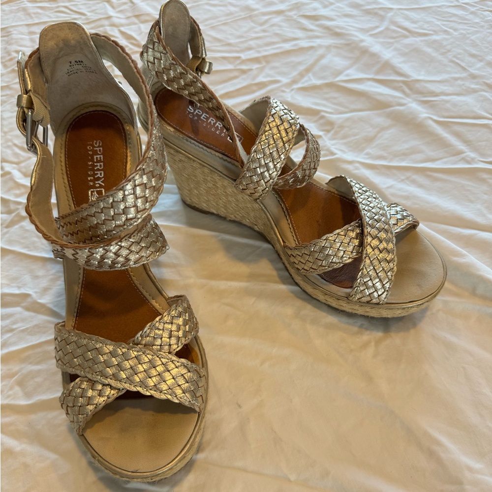 Sperry Women's Metallic Woven Wedges